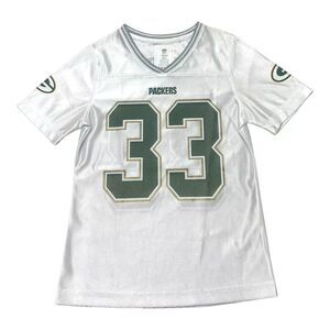 NFL Girls Green Bay Packers #33 Aaron Jones White Glitter Jersey, Medium (7/8)